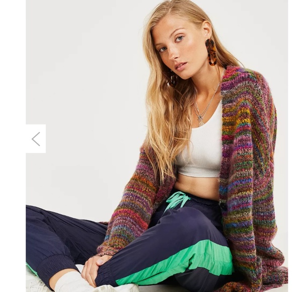 URBAN OUTFITTERS Space-Dye Oversized Rainbow Cardigan - Size S/P - Picture 2 of 9